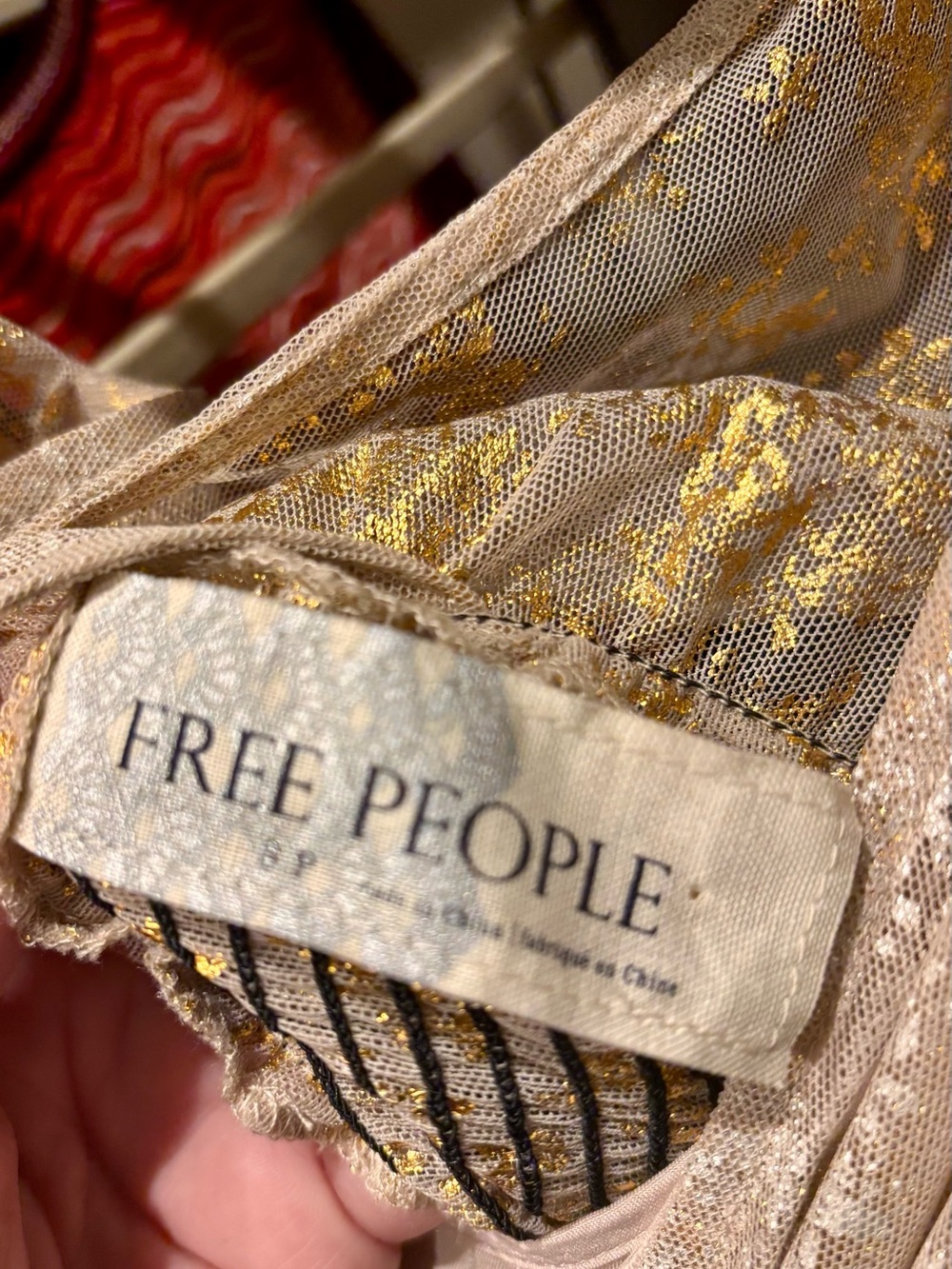 Vintage Free People Black & Gold Metallic Dee Dress - Lined Size Small - Picture 10 of 12